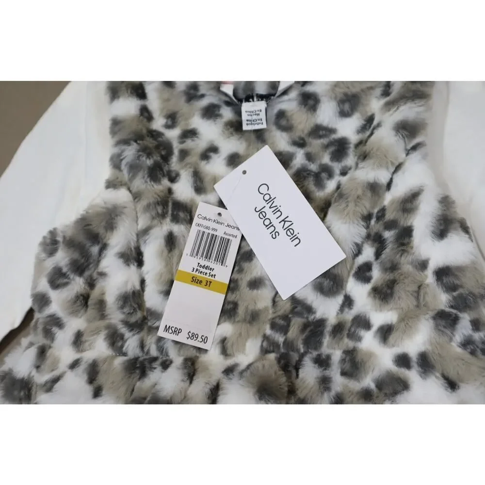 Calvin Klein Jeans Girls Animal Print 3Pc Set‎ Size 3T